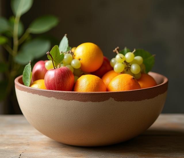 Große, rustikale Keramik-Obstschale