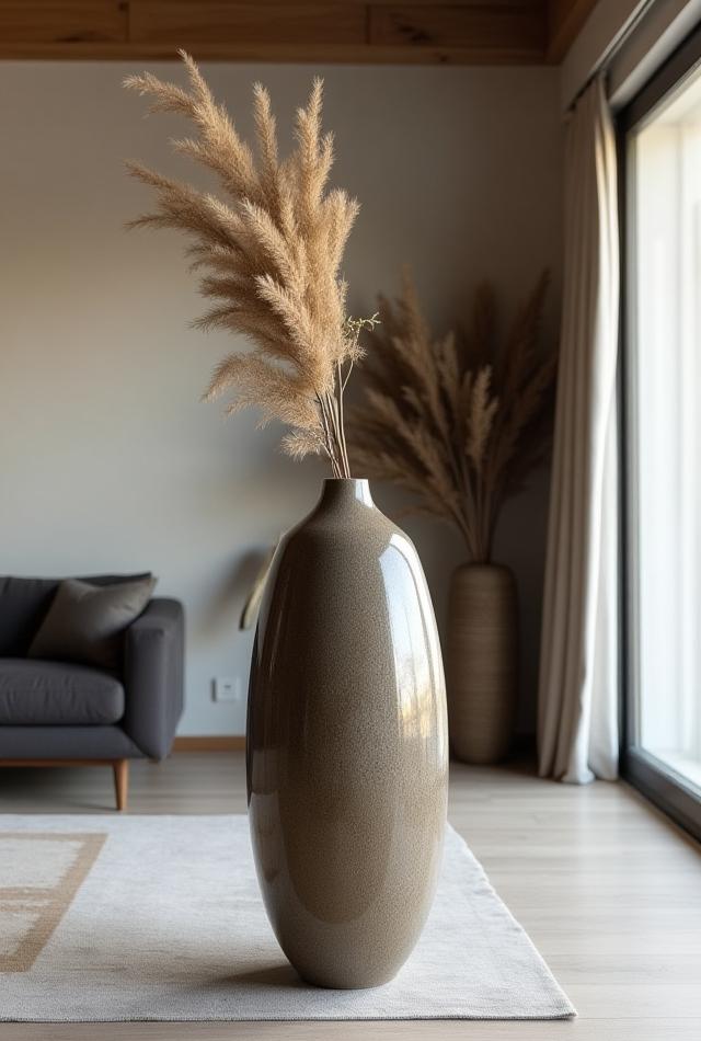 Große Bodenvase mit Baumkrone-Textur