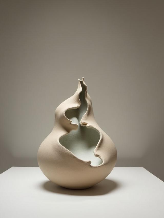 Einzigartiges skulpturales Keramikobjekt 'Fluss'